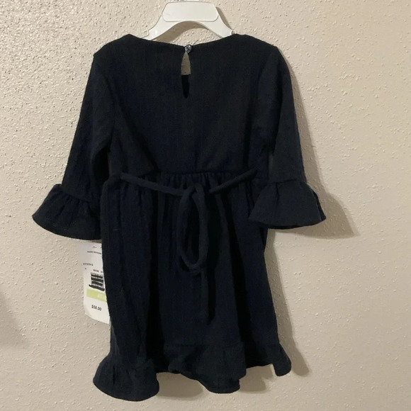 Rare Editions Dark Blue Toddler Girls Bell Sleeve Knit Dress Size 4T NWT - Picture 3 of 4